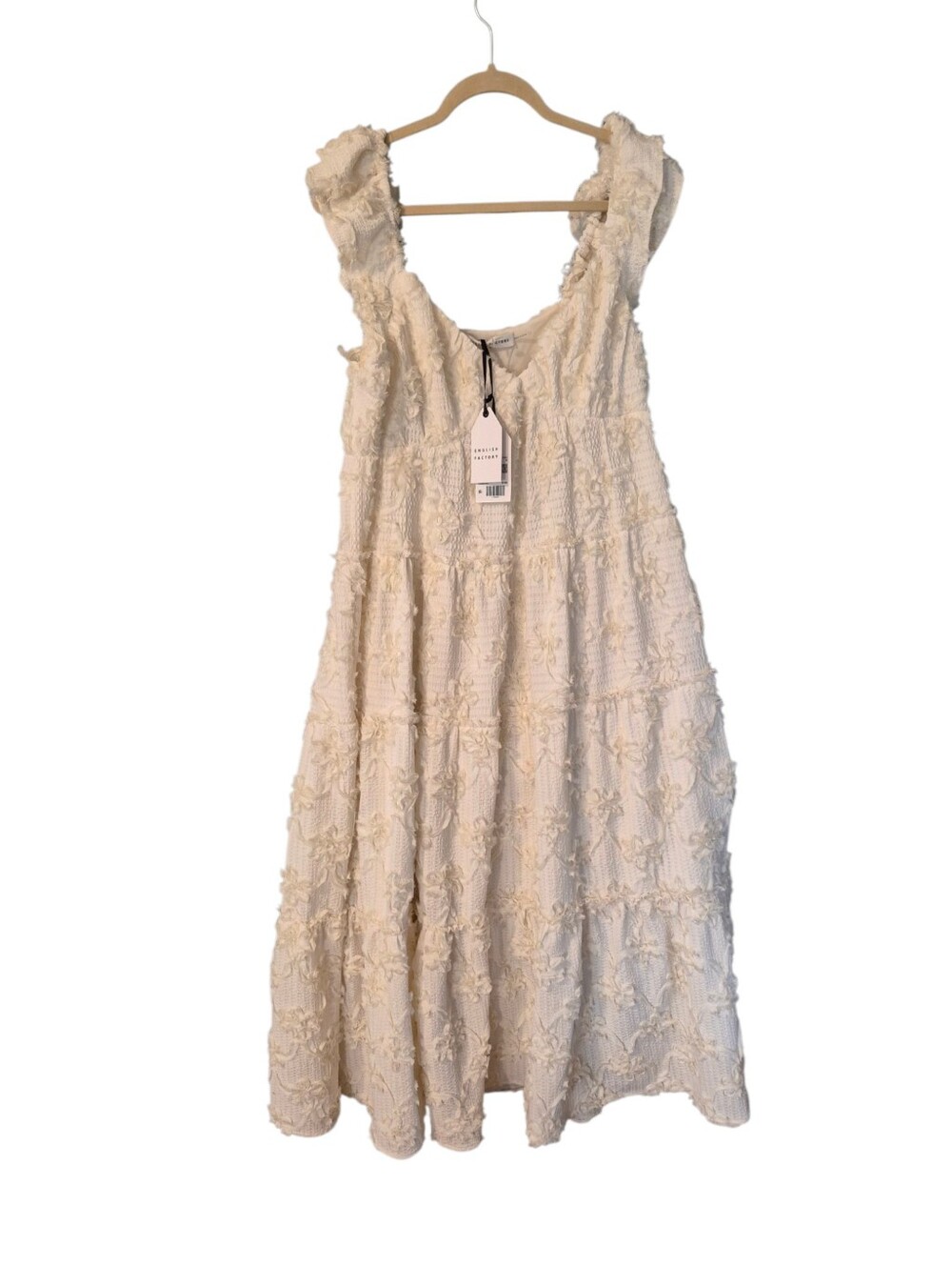 NWT English Factory Ivory Ribbon Embroidered Tiered Maxi dress- M. L27 - Picture 2 of 10